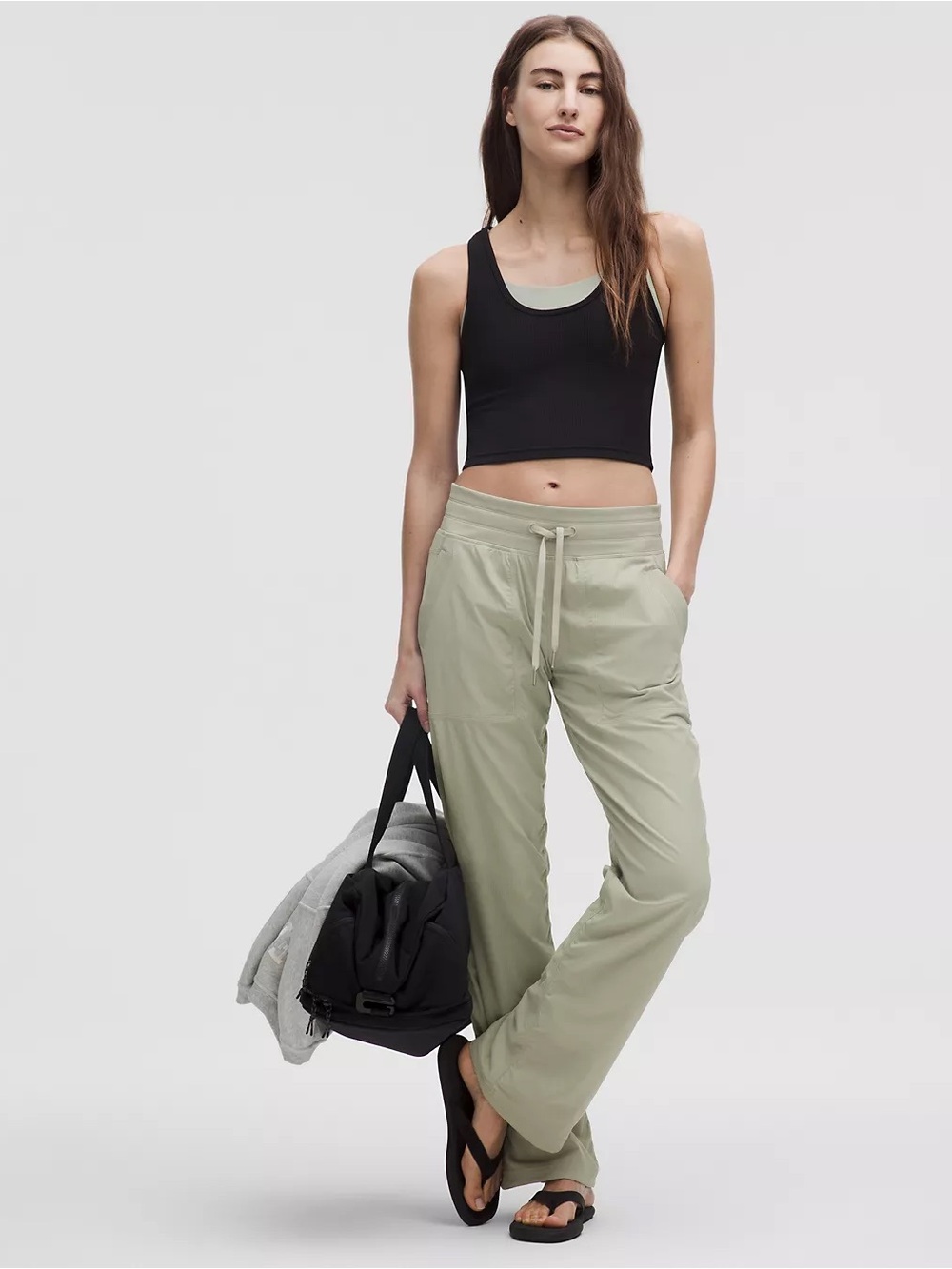 Lululemon Dance Studio Light Green Drawstring Wide-Leg Pants Size 8 Mid-Rise